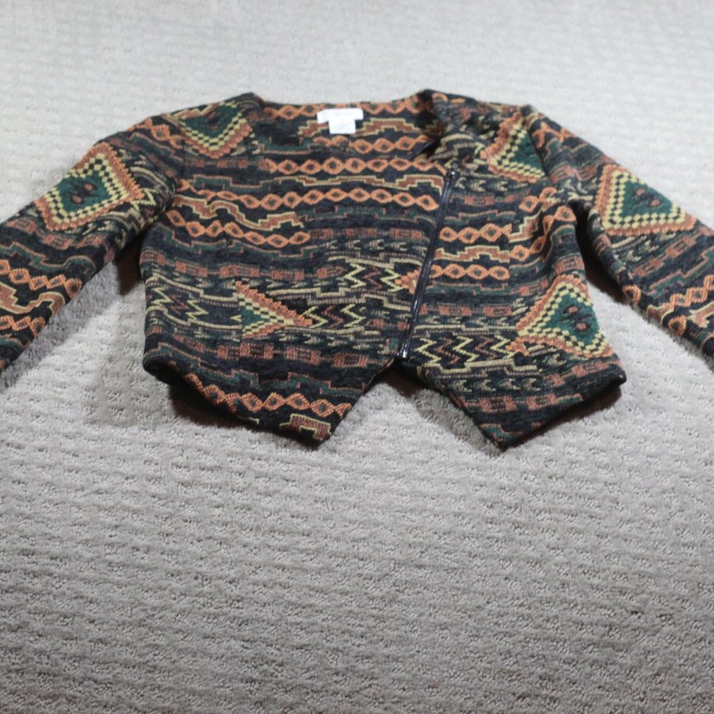 BCNU Size M Asymetrical Zipper Earth-tone Southwestern Patterned Jacket